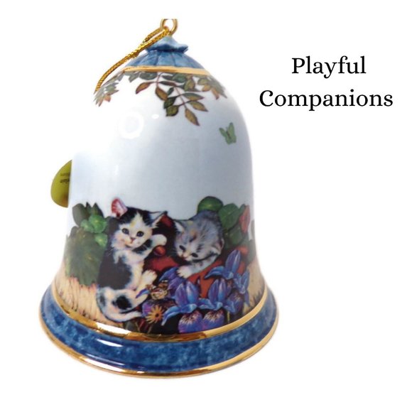 The Bradford Edition Garden Discoveries Cats Bell Ornaments Set Of 3 2526 - Picture 6 of 9